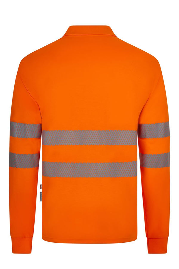 Polo de Alta Visibilidade em Poliéster Reciclado de Manga Comprida com Fitas Refletoras Segmentadas-RAG-Tailors-Fardas-e-Uniformes-Vestuario-Pro