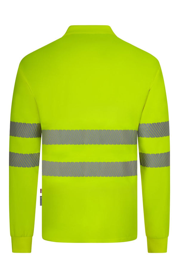 Polo de Alta Visibilidade em Poliéster Reciclado de Manga Comprida com Fitas Refletoras Segmentadas-RAG-Tailors-Fardas-e-Uniformes-Vestuario-Pro