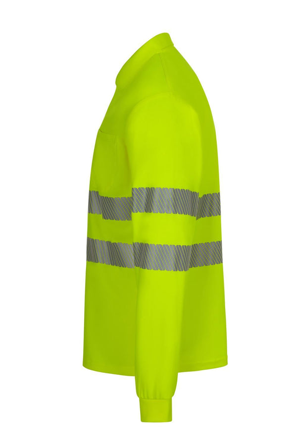 Polo de Alta Visibilidade em Poliéster Reciclado de Manga Comprida com Fitas Refletoras Segmentadas-RAG-Tailors-Fardas-e-Uniformes-Vestuario-Pro