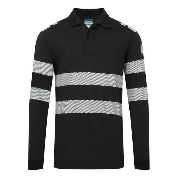 Polo de Manga Comprida Ignífugo e Anti-estático-Preto-S-RAG-Tailors-Fardas-e-Uniformes-Vestuario-Pro