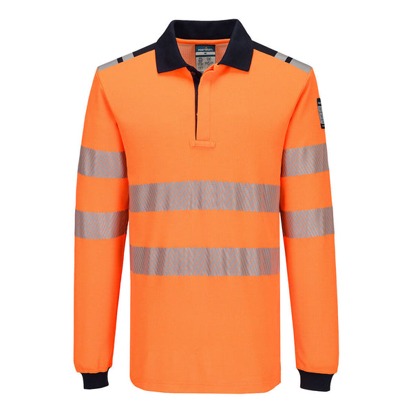 Polo de Manga Comprida PW3 Modaflame Knit HVO FR-Laranja/marinho-S-RAG-Tailors-Fardas-e-Uniformes-Vestuario-Pro