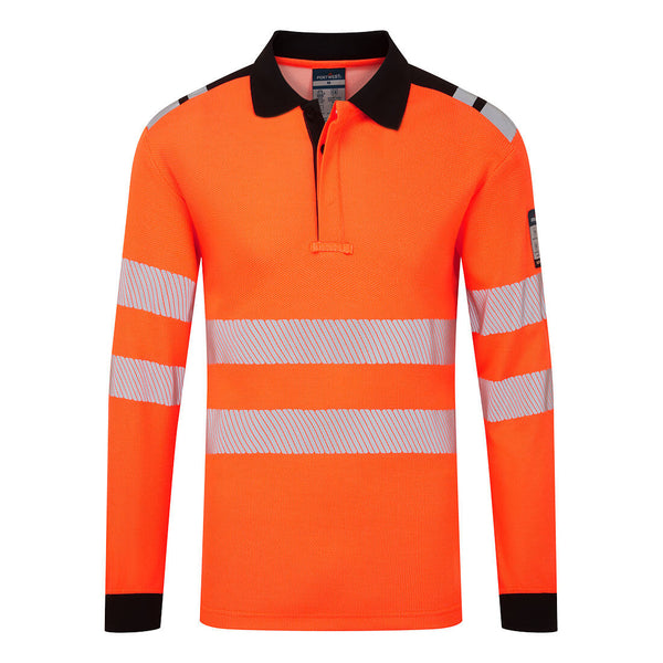Polo de Manga Comprida PW3 Modaflame Knit HVO FR-Laranja/preto-S-RAG-Tailors-Fardas-e-Uniformes-Vestuario-Pro