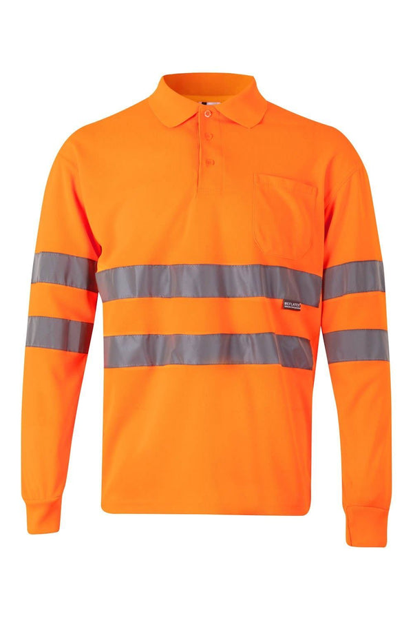 Polo de Manga Comprida de Alta Visibilidade-Laranja Fluor-XS-RAG-Tailors-Fardas-e-Uniformes-Vestuario-Pro