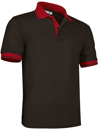 Polo de Manga Curta Bicolor Combi-Preto-vermelho loto-S-RAG-Tailors-Fardas-e-Uniformes-Vestuario-Pro