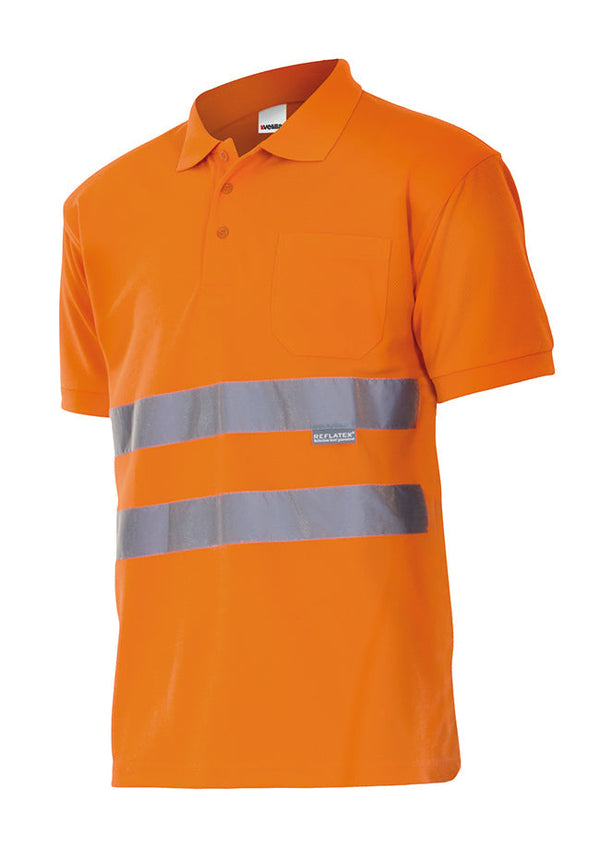 Polo de Manga Curta de Alta Visibilidade-Narnaja Fluor-S-RAG-Tailors-Fardas-e-Uniformes-Vestuario-Pro