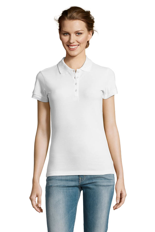 Polo de Senhora PEOPLE de Piqué 21 Ringspun-Branco-S-RAG-Tailors-Fardas-e-Uniformes-Vestuario-Pro
