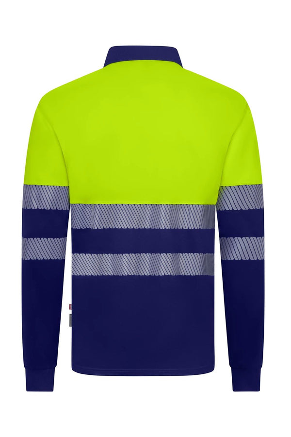 Polo de Trabalho em Poliéster Reciclado Bicolor de Manga Comprida com Fitas Refletoras Segmentadas-RAG-Tailors-Fardas-e-Uniformes-Vestuario-Pro