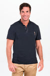 Polo de homem com gola padre em piqué preto-Preto - 111-XS / (SP)-RAG-Tailors-Fardas-e-Uniformes-Vestuario-Pro