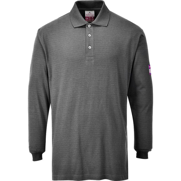 Polo de manga comprida Ignífugo e Anti-estático-Cinzento-S-RAG-Tailors-Fardas-e-Uniformes-Vestuario-Pro