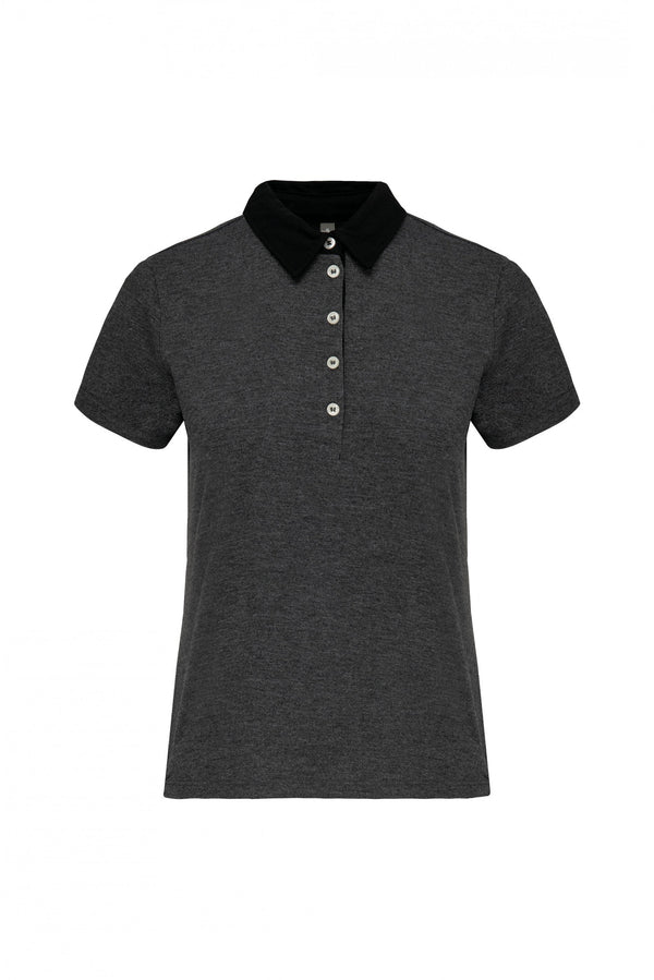 Polo de senhora jersey bicolor-Dark Grey Heather / Preto-XS-RAG-Tailors-Fardas-e-Uniformes-Vestuario-Pro