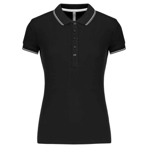 Polo de senhora manga curta-Black / Light Grey / White-XS-RAG-Tailors-Fardas-e-Uniformes-Vestuario-Pro