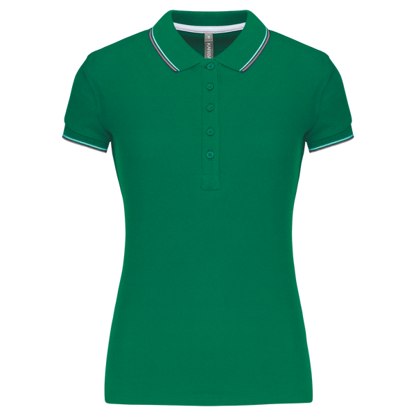 Polo de senhora manga curta-Kelly Green/light Grey/white-XS-RAG-Tailors-Fardas-e-Uniformes-Vestuario-Pro