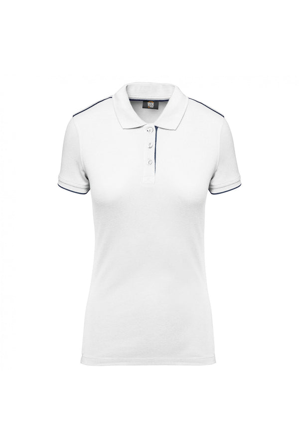 Polo dia-a-dia m\curta Senhora-Branco/Marinho-XS-RAG-Tailors-Fardas-e-Uniformes-Vestuario-Pro