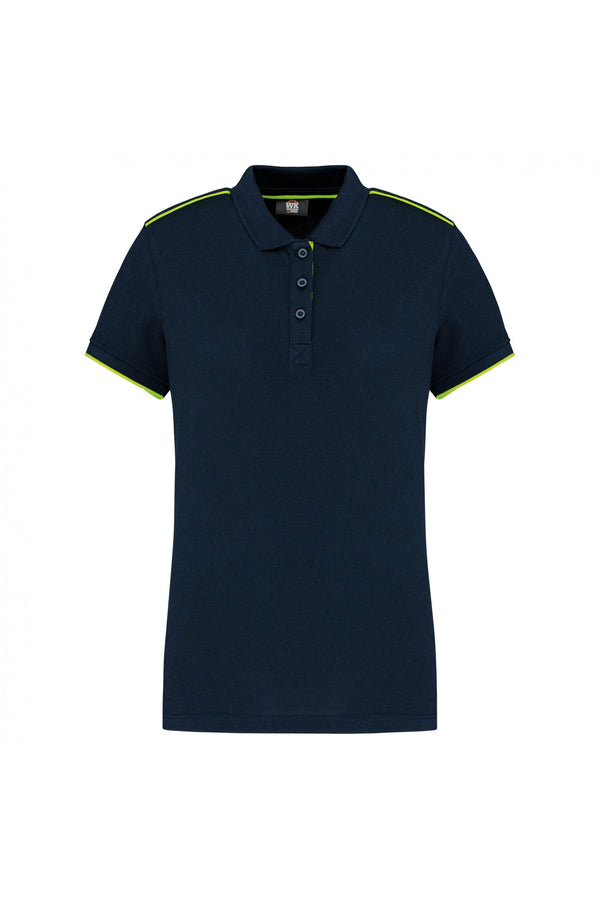 Polo dia-a-dia m\curta Senhora-Marinho/Amarelo Fluor-XS-RAG-Tailors-Fardas-e-Uniformes-Vestuario-Pro