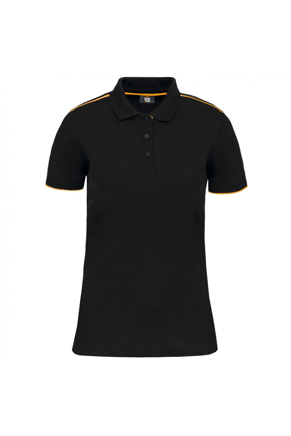 Polo dia-a-dia m\curta Senhora-Preto/Amarelo-XS-RAG-Tailors-Fardas-e-Uniformes-Vestuario-Pro
