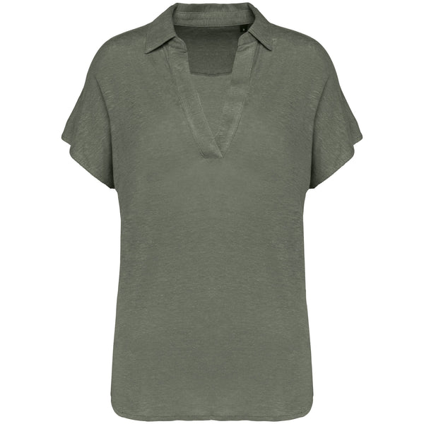 Polo em Linho Senhora Denver-Organick Khaki-XS-RAG-Tailors-Fardas-e-Uniformes-Vestuario-Pro