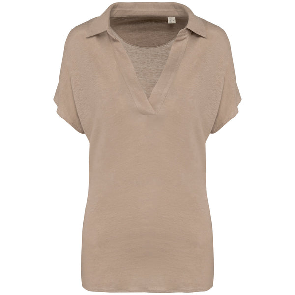 Polo em Linho Senhora Denver-Wet Sand-XS-RAG-Tailors-Fardas-e-Uniformes-Vestuario-Pro