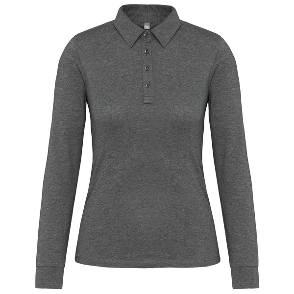 Polo jersey de senhora de manga comprida-Grey Heather-XS-RAG-Tailors-Fardas-e-Uniformes-Vestuario-Pro