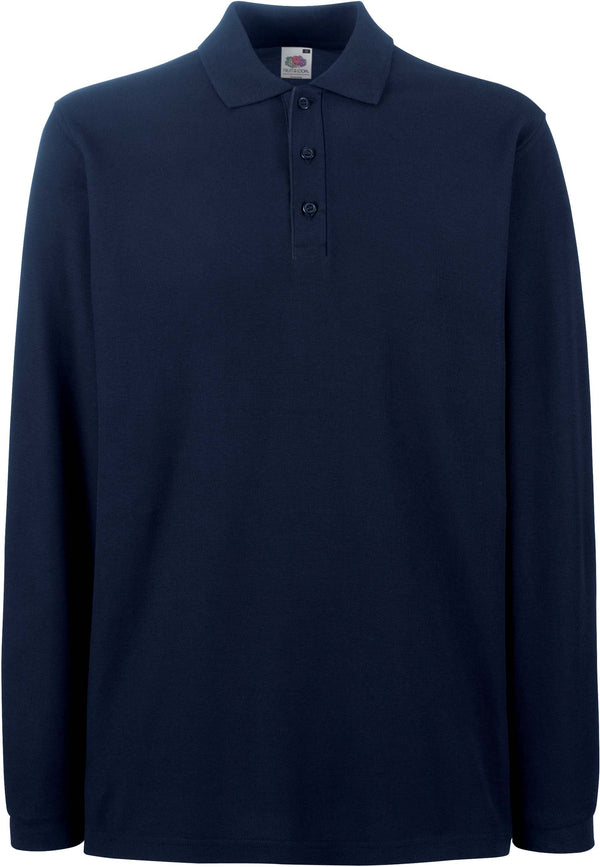 Polo piqué Premium de manga comprida (63-310-0)-Deep Azul Marinho-S-RAG-Tailors-Fardas-e-Uniformes-Vestuario-Pro