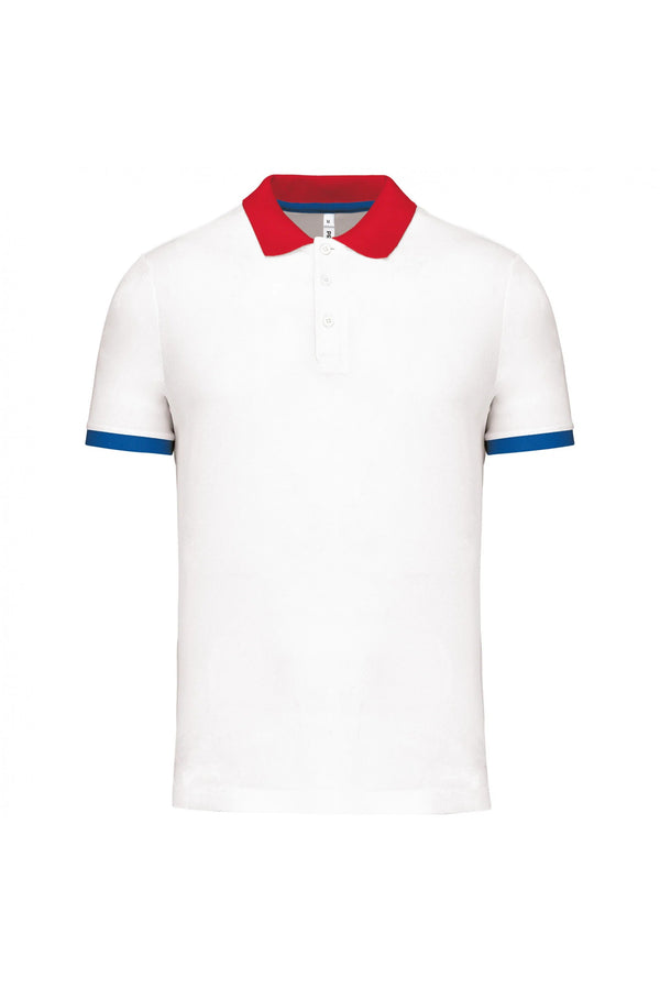 Polo piqué performance de homem-Branco / Vermelho / Sporty Royal Azul-XS-RAG-Tailors-Fardas-e-Uniformes-Vestuario-Pro