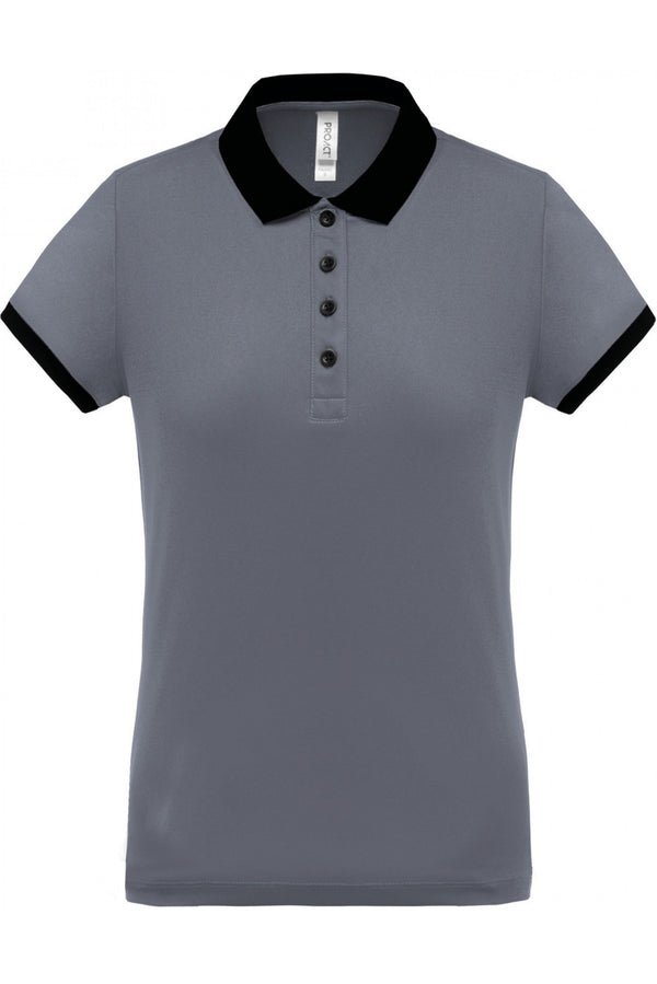 Polo piqué performance de senhora (1 de 2)-Sporty Grey / Preto-XS-RAG-Tailors-Fardas-e-Uniformes-Vestuario-Pro