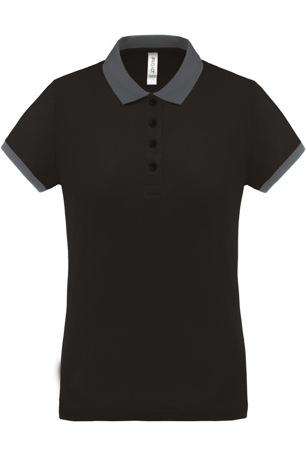 Polo piqué performance de senhora-Preto / Sporty Grey-XS-RAG-Tailors-Fardas-e-Uniformes-Vestuario-Pro