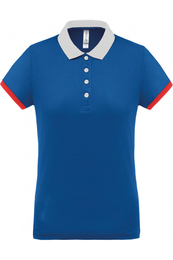 Polo piqué performance de senhora-Sporty Royal Azul / Branco / Vermelho-XS-RAG-Tailors-Fardas-e-Uniformes-Vestuario-Pro