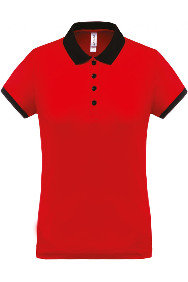 Polo piqué performance de senhora-Vermelho / Preto-XS-RAG-Tailors-Fardas-e-Uniformes-Vestuario-Pro