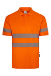 Polo poliéster reciclado manga curta faixas refletoras segmentadas-Laranja Fluorescente - 19-XS-RAG-Tailors-Fardas-e-Uniformes-Vestuario-Pro