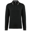 Polo rugby malha piqué de manga comprida de homem-Black / Light Grey / White-S-RAG-Tailors-Fardas-e-Uniformes-Vestuario-Pro