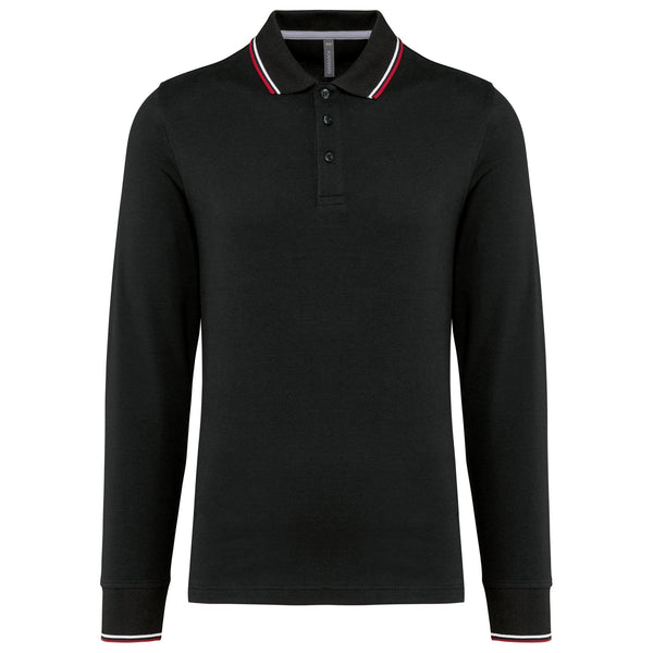 Polo rugby malha piqué de manga comprida de homem-Black / Red / White-S-RAG-Tailors-Fardas-e-Uniformes-Vestuario-Pro