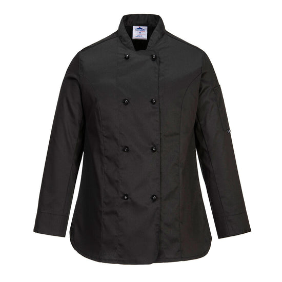 Rachel Women's Chefs Jacket L/S-Preto-L-RAG-Tailors-Fardas-e-Uniformes-Vestuario-Pro