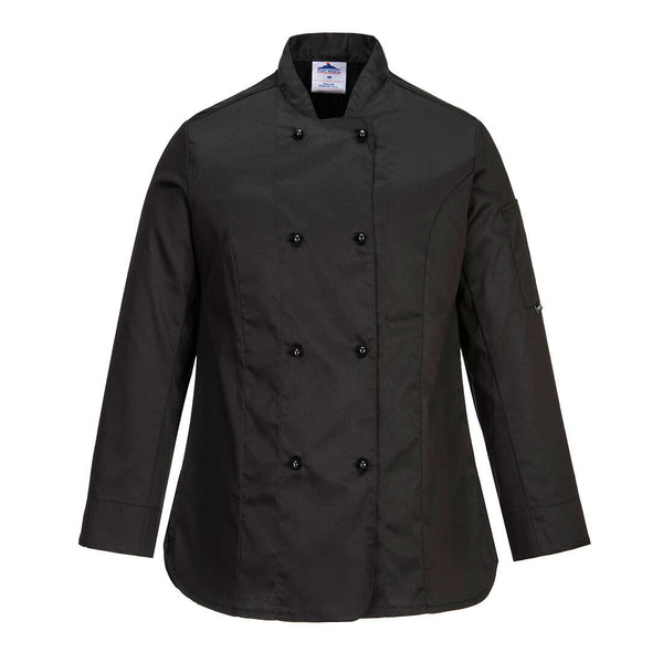Rachel Women's Chefs Jacket L/S-Preto-L-RAG-Tailors-Fardas-e-Uniformes-Vestuario-Pro