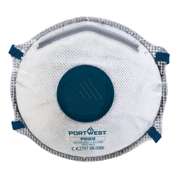 Respirador de dolomite com válvula de carbono FFP2 (Pk10)-Branco-Único-RAG-Tailors-Fardas-e-Uniformes-Vestuario-Pro