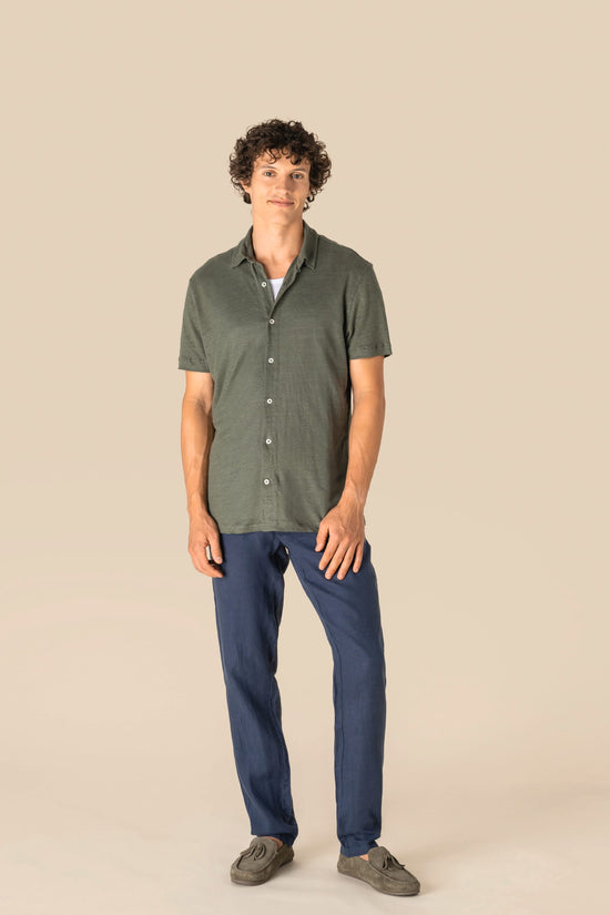Camisa Manga Curta Linho Homem