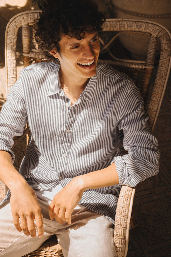 Camisa às Riscas em Linho de Homem-RAG-Tailors-Fardas-e-Uniformes-Vestuario-Pro