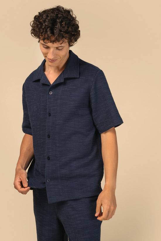 Camisa de Manga Curta Texturada de Homem