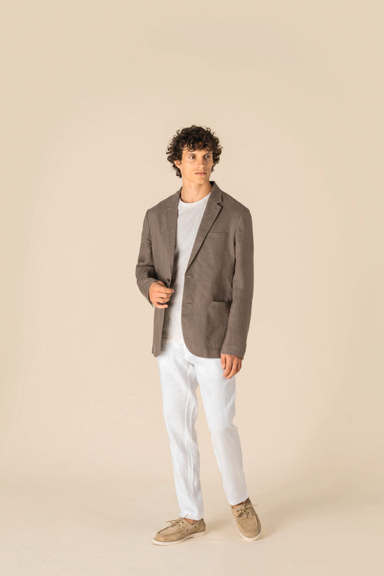 Blazer em Linho com Aspeto Lavado Homem