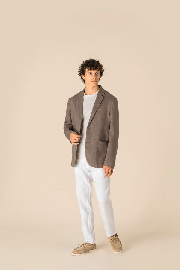 Blazer em Linho com Aspeto Lavado Homem