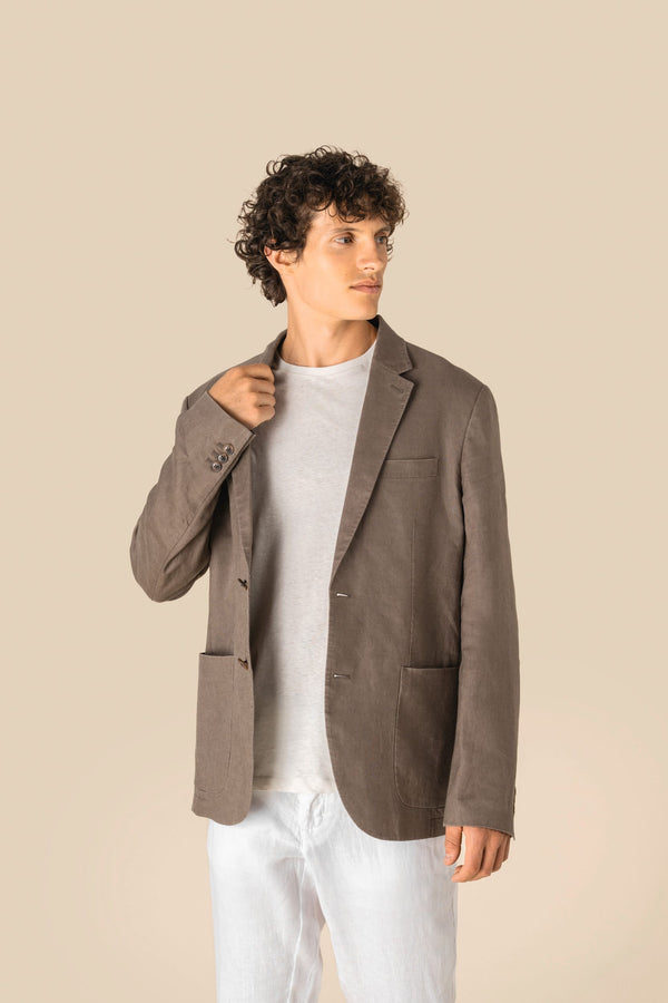Blazer em Linho com Aspeto Lavado Homem