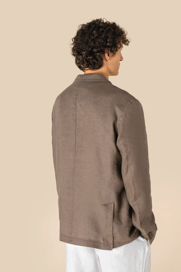 Blazer em Linho com Aspeto Lavado Homem
