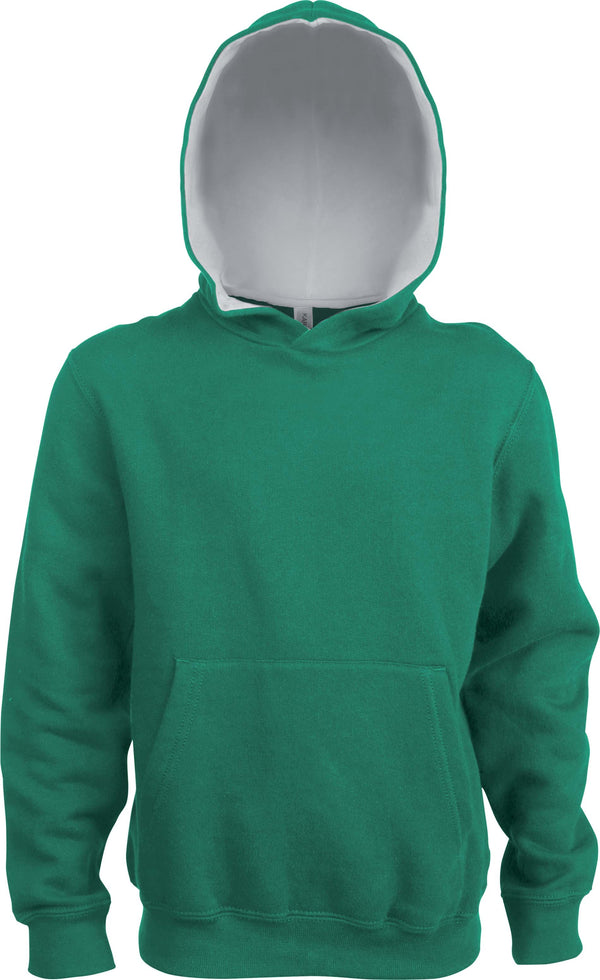 SWEATSHIRT DE CRIANÇA COM CAPUZ EM CONTRASTE-Light Kelly Verde / Branco-6/8-RAG-Tailors-Fardas-e-Uniformes-Vestuario-Pro