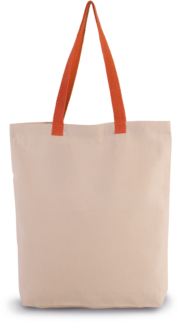 Saco de Compras com Fole e Alças em Contraste-Natural / Laranja Picante-Único-RAG-Tailors-Fardas-e-Uniformes-Vestuario-Pro