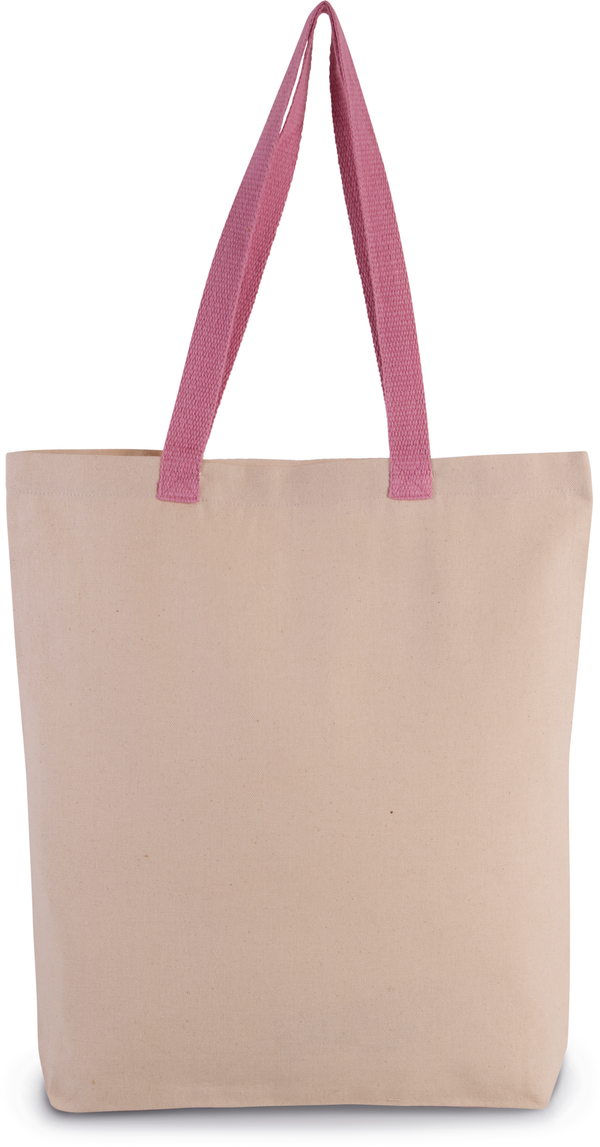 Saco de Compras com Fole e Alças em Contraste-Natural / Rosa Escuro-Único-RAG-Tailors-Fardas-e-Uniformes-Vestuario-Pro