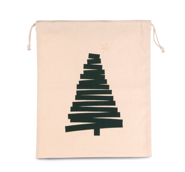 Saco de algodão com cordão, motivo árvore de Natal.-Natural-One Size-RAG-Tailors-Fardas-e-Uniformes-Vestuario-Pro