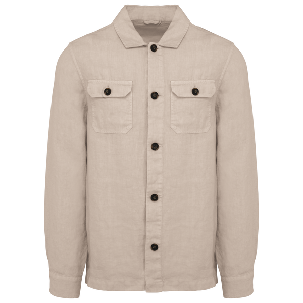 Sobrecamisa leve eco com toque de linho-Washed Linen Sand-S-RAG-Tailors-Fardas-e-Uniformes-Vestuario-Pro