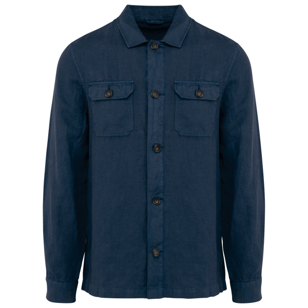 Sobrecamisa leve eco com toque de linho-Washed Navy Blue-S-RAG-Tailors-Fardas-e-Uniformes-Vestuario-Pro
