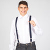 Suspensórios com Pinças Ap. Couro Castanho-Azul Marinho - 104-Único-RAG-Tailors-Fardas-e-Uniformes-Vestuario-Pro