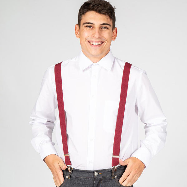 Suspensórios com Pinças Ap. Couro Castanho-Bordeaux - 112-Único-RAG-Tailors-Fardas-e-Uniformes-Vestuario-Pro
