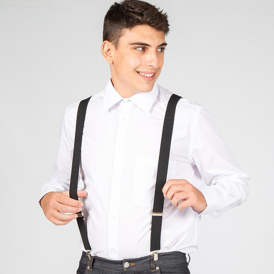 Suspensórios com Pinças Ap. Couro Castanho-Preto - 001-Único-RAG-Tailors-Fardas-e-Uniformes-Vestuario-Pro
